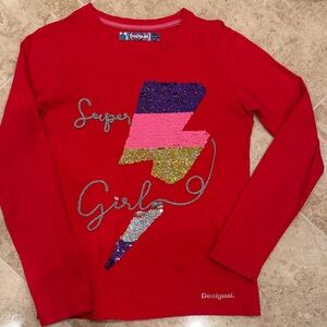 Desigual Red flip Sequin Lightning Super Girl Top
